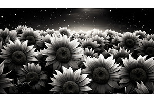 nature black and white sunflowers ai, a Nature Photo by pikepicture