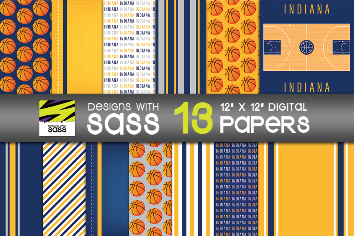 Indiana Basketball Paper Pattern, a Pattern Graphic by Designs With Sass