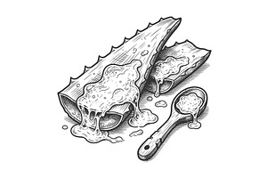 Aloe Vera Leaves with Dripping, a Healthcare Illustration by AlexArt