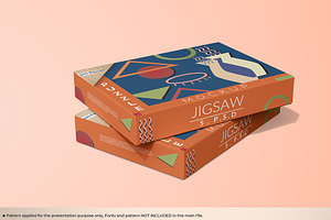 Jigsaw Puzzle Board With Box Mockup.