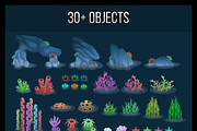 Underwater Top-Down Tileset, a Background Graphic by pzUH (Thumbnail 4 of 4)