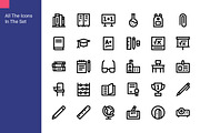 School Icon Set, an Outline Icon by Bartama Graphic (Thumbnail 2 of 2)