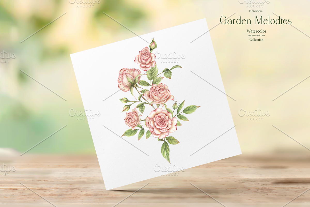 Watercolor Garden Melodies, a Decorative Illustration by MayaNavits (Photo 5 of 10)