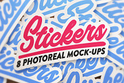 8 Sticker & logo mock bundle, a Product Mockup by PrintPixel (Thumbnail 1 of 10)