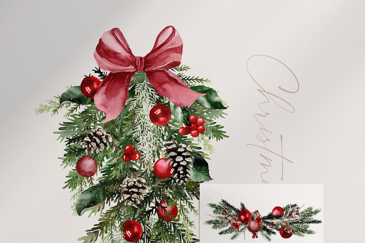 Watercolor clipart - Christmas, a Decorative Illustration by Beigetime (Photo 5 of 16)