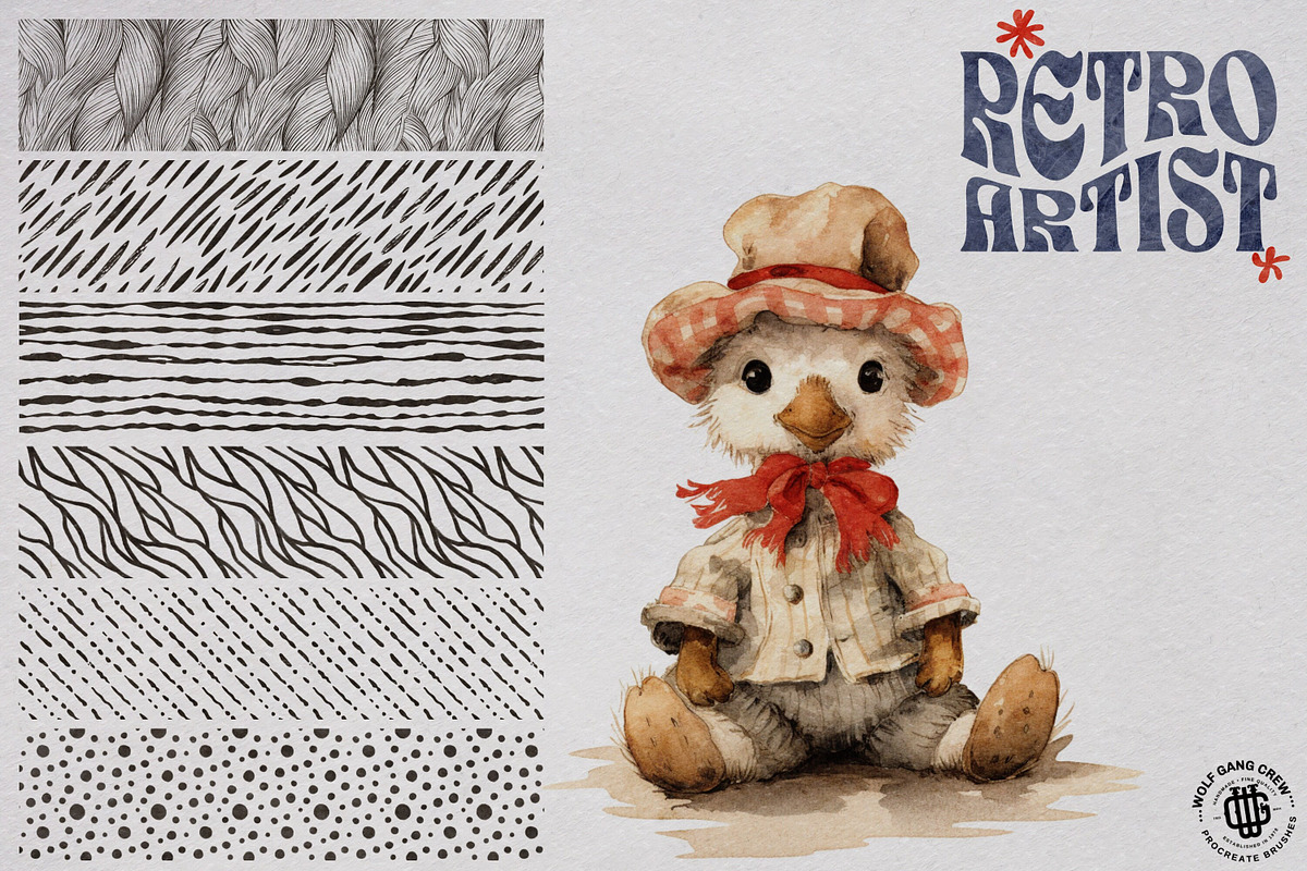 Procreate, The retro artist, a Brush Add-On by Studio.Valhalla (Photo 3 of 8)