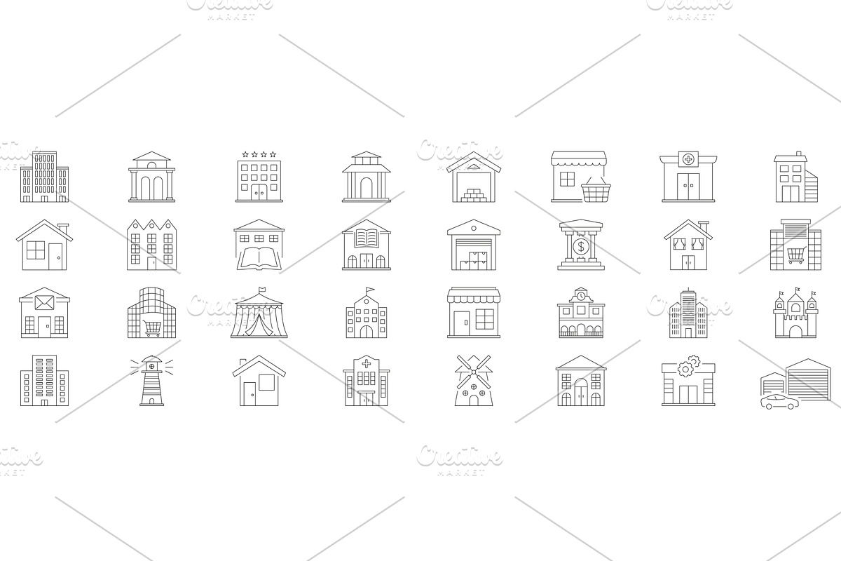 Building And Architecture Line Icons, an Object Illustration by Gentle Studio
