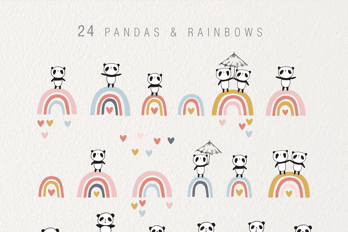 Cute pandas & rainbows  patterns, a Pattern Graphic by Tkoko vectors & patterns (Photo 6 of 6)