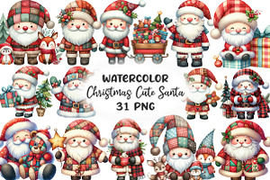 Patchwork Christmas Cute Santa Clipa, an Illustration by CraftArtStudio