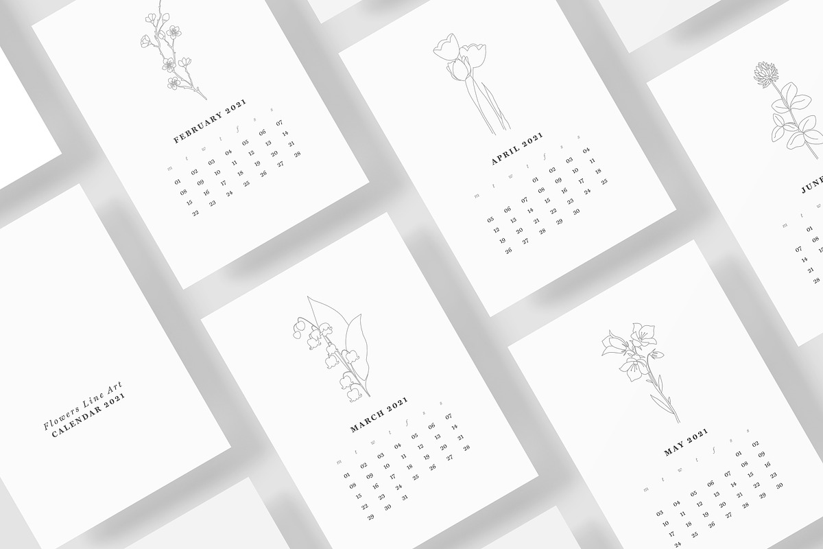 Calendar 2021 Flowers, Calendar 2021, a Stationery Template by Bordo (Photo 2 of 4)