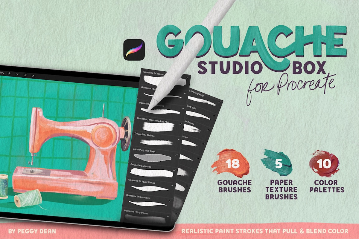 Gouache Studio Box Procreate Brushes, a Brushes & More by The Pigeon Letters (Photo 1 of 10)