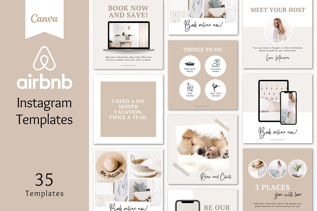 Airbnb Instagram Templates Canva, a Social Media Template by DeeBeeDesign (Photo 1 of 10)
