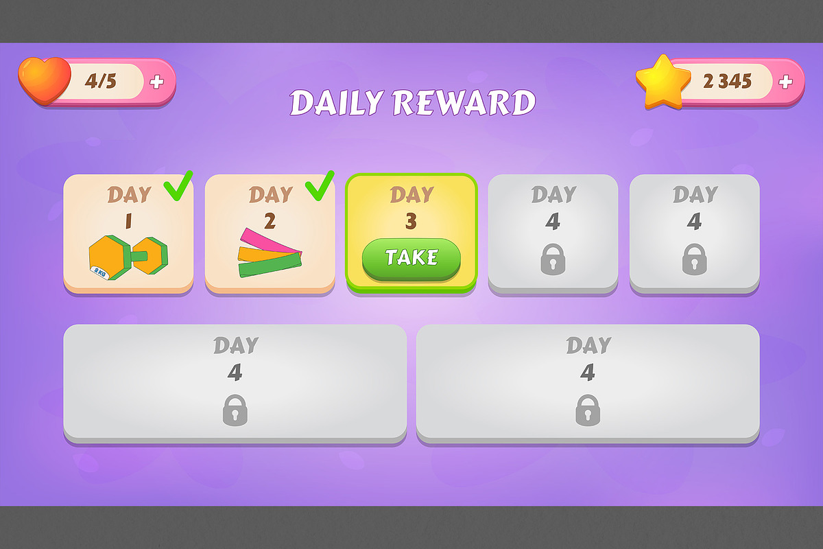Pink GUI pack, casual, an UI Kit Template by KartInnka (Photo 14 of 15)