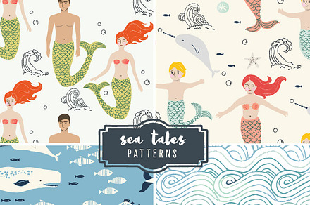 Sea Tales Patterns EPS