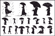 Women with Umbrella Silhouette Bundl, an Illustration by Designs_River (Thumbnail 1 of 10)