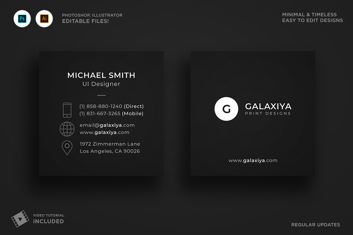 Minimal Square Business Card, a Business Card Template by Galaxiya (Photo 1 of 7)