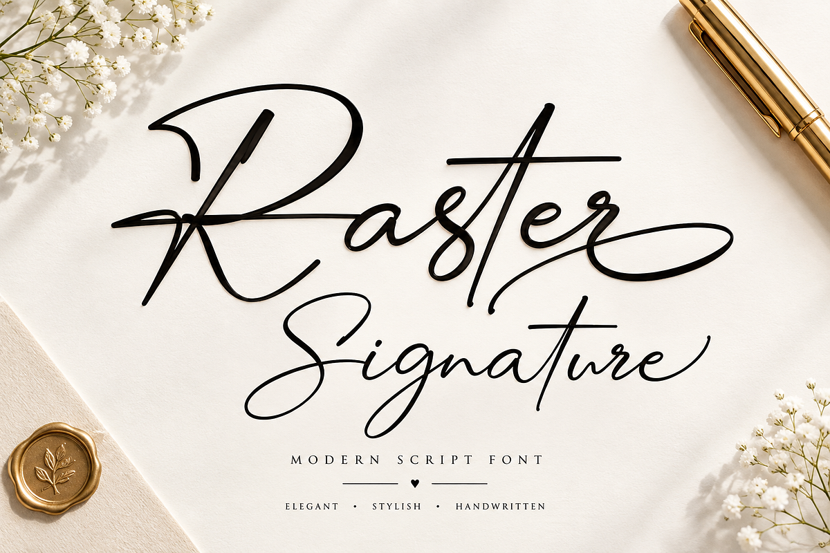 Raster Signature, a Script Font by Raffa Creative (Photo 1 of 3)