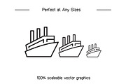 Ship and Boat Line Icons Set, an Outline Icon by Designfour (Thumbnail 7 of 7)