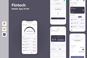 Fintech Mobile App UI Kit, an UI Kit Template by uicube