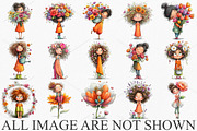 Girl with Flowers Graphics Clipart, an Illustration by Canvas Craft (Thumbnail 3 of 7)