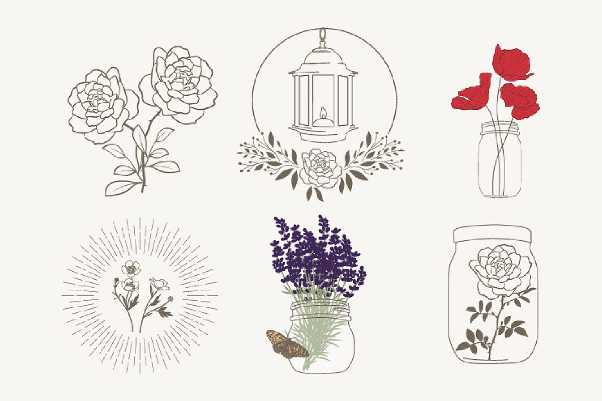 6 floral illustrations, wild flowers, an Illustration by Bloom21Art (Photo 2 of 5)
