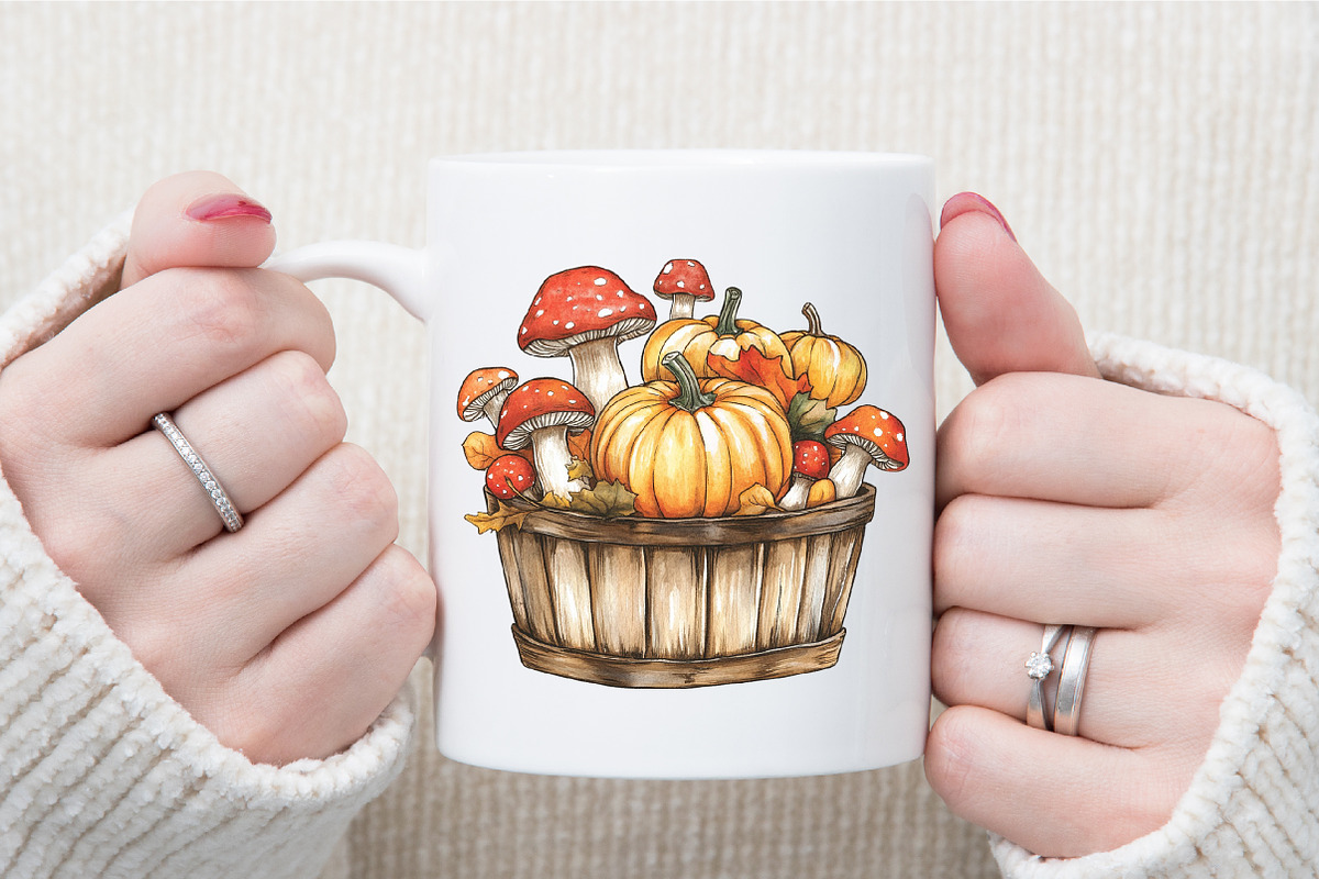 Watercolor Mushrooms and Pumpkins Au, an Illustration by Sublimation Artist (Photo 5 of 6)