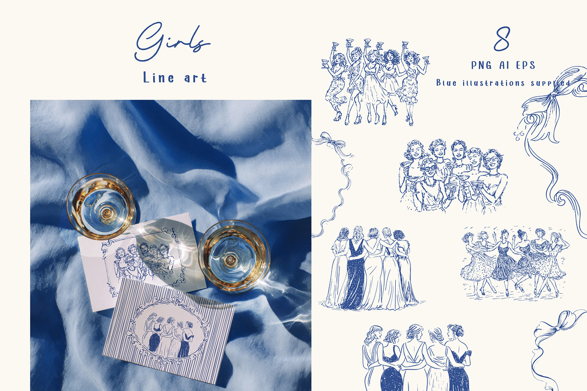 Besties Party Kit. Sketch Collection, a Decorative Illustration by Polli Deeva (Photo 7 of 14)