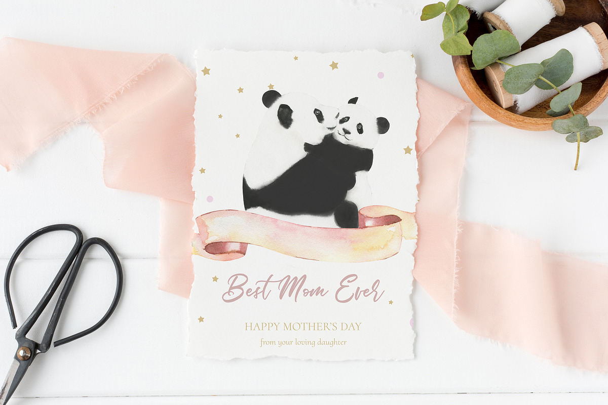 Mother's day Panda Greeting Cards, a Card Template by Catherine Wheel (Photo 2 of 4)