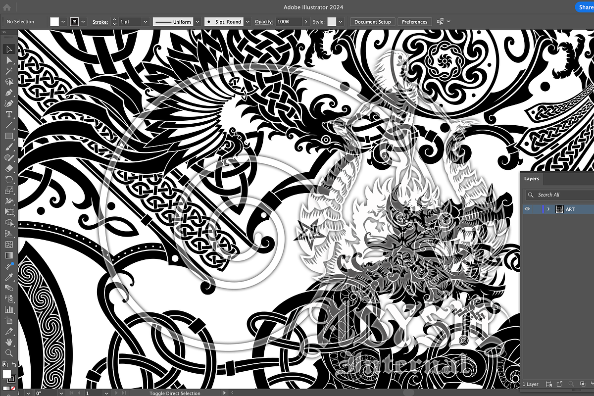Viking Wolf, Fenrir Knotwork Art, a Decorative Illustration by Abysm Internal (Photo 4 of 4)