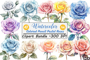 Colored Pencil Pastel Roses, an Illustration by DreamCafeArt