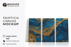 Triptych Canvas Mockup - Ratio 1x2