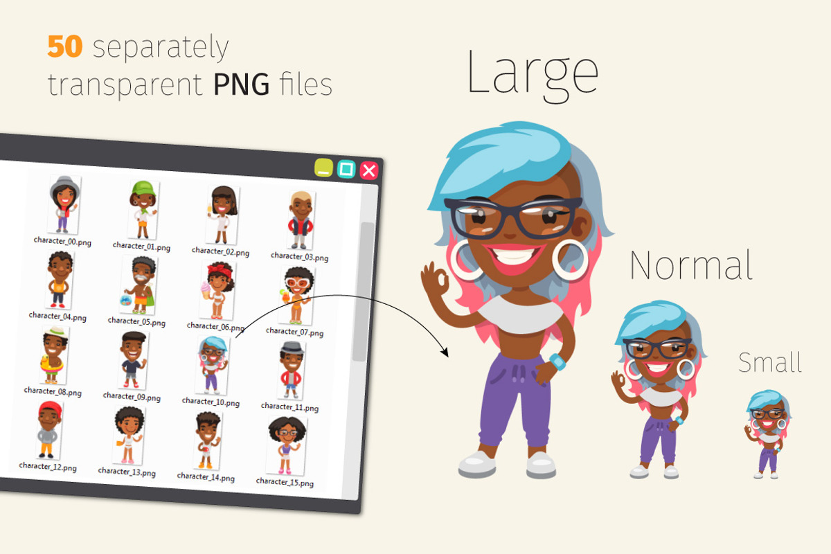 African American Characters Set, a Person Illustration by Voysla's Shop (Photo 2 of 3)