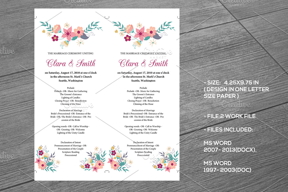 Wedding Program Template, an Invitation Template by retrographix (Photo 3 of 4)