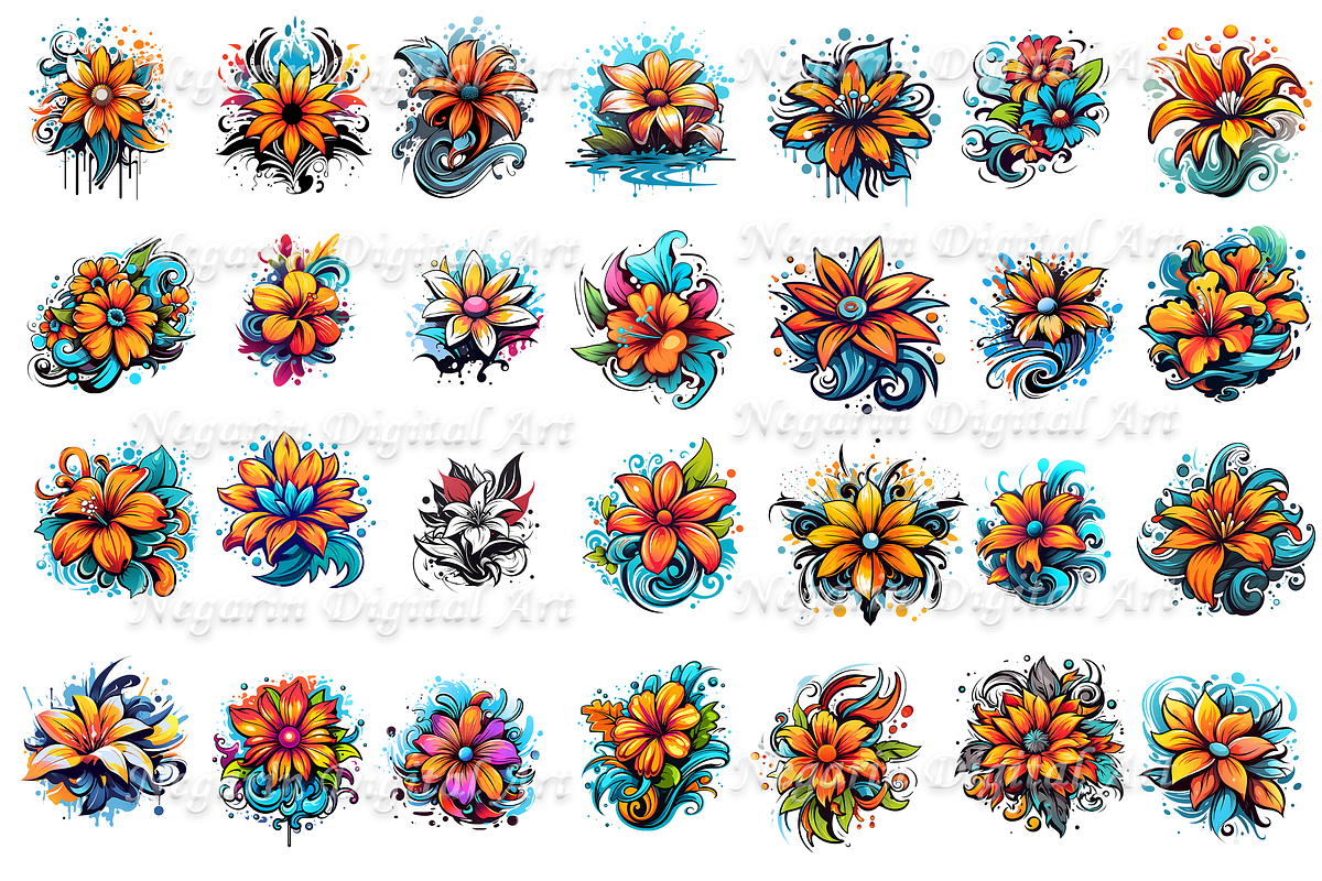 Watercolor Lily Logo Art Clipart, an Object Graphic by Negarin Digital Art (Photo 3 of 11)