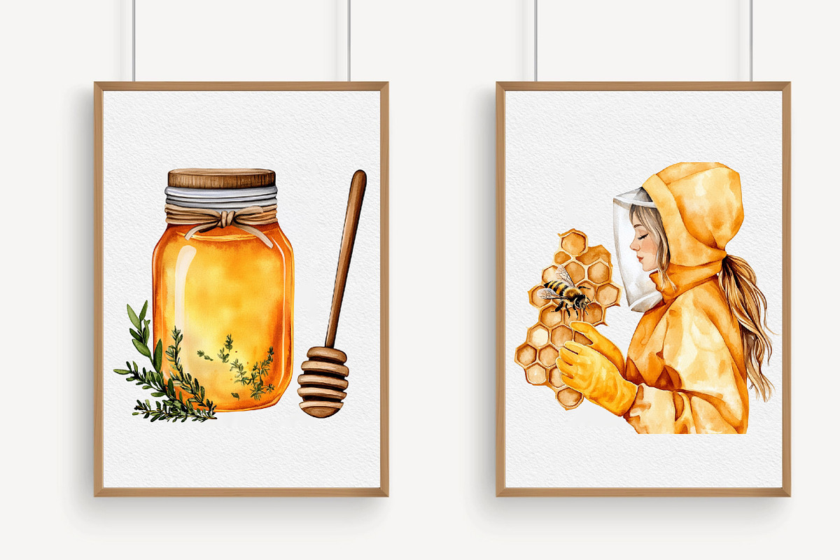 Watercolor Honey Bee Clip Art, an Illustration by Libby Wishes (Photo 7 of 7)