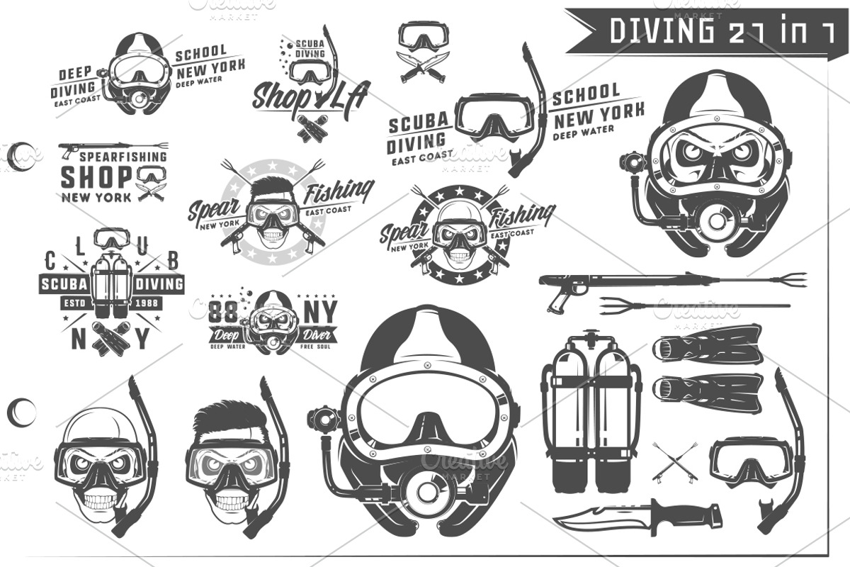 21 in 1 Set of Scuba Diving, a Graphic by Hadanello88 (Photo 4 of 4)