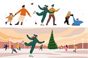 Winter Ice Skating Vector Collection, a Person Illustration by Olga Bonitas (Thumbnail 2 of 7)