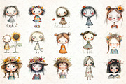 Flowers Girls Clipart Bundle, an Illustration by DreamCafeArt (Thumbnail 4 of 8)