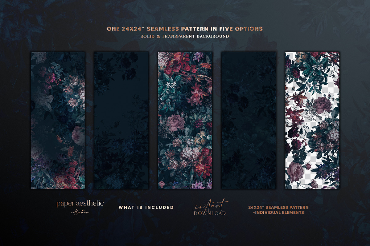 Dark Green Roses Floral Pattern, a Pattern Graphic by paper aesthetic (Photo 6 of 10)