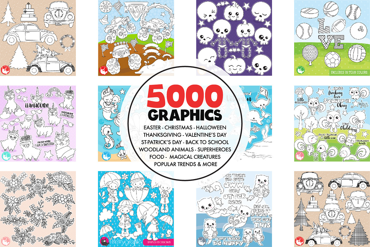 5000 in 1 - Black lines Mega Bundle, an Illustration by PrettyBundles (Photo 3 of 27)
