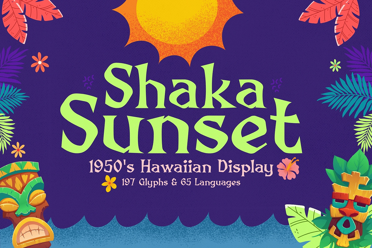 Shaka Sunset - 1950's Hawaiian Type, a Serif Font by HipFonts (Photo 1 of 9)