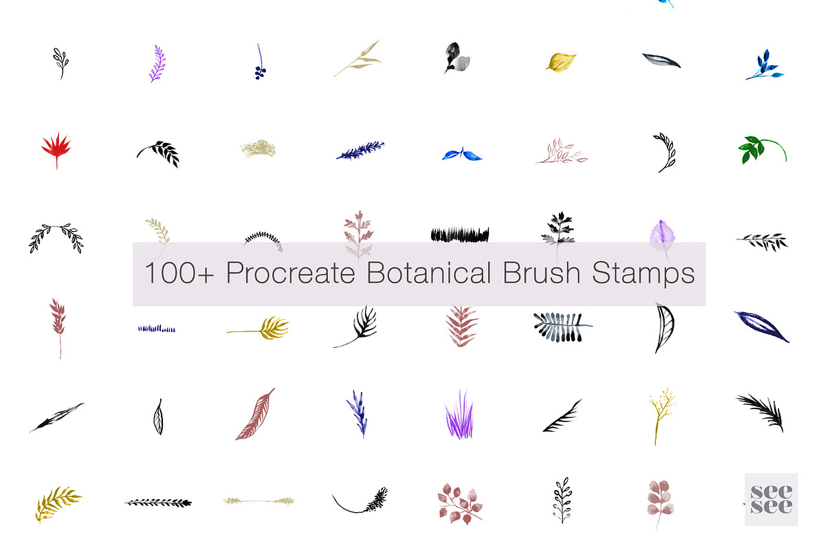 100+ Botanical Procreate Brush Stamp, a Brush Add-On by CC CREATIVE CO (Photo 5 of 16)
