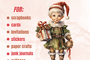 Watercolor Antique Christmas Clipart, a Seasonal Illustration by GiraffeCreative (Thumbnail 3 of 9)