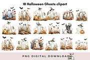 18 Halloween Ghosts Clipart PNG, an Illustration by Anca Digital Vibe (Thumbnail 1 of 7)