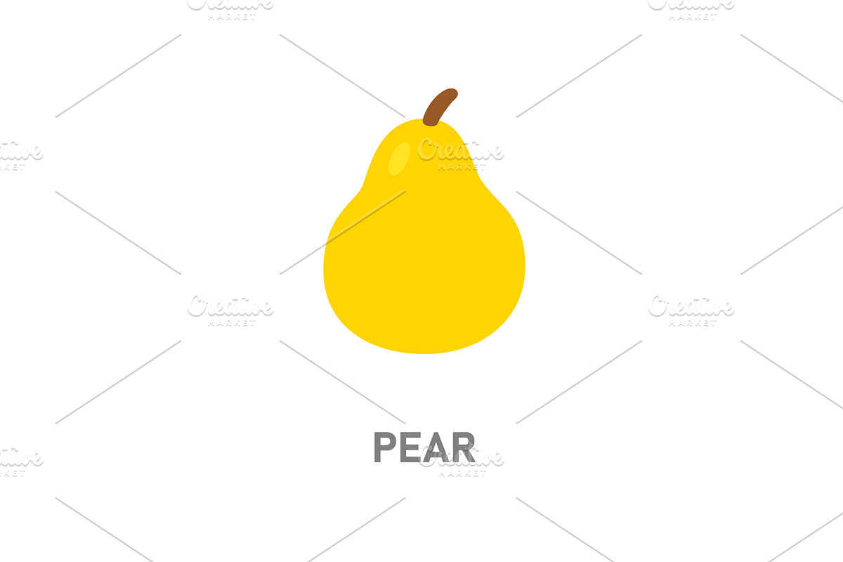 Yellow pear fruit. Simple pear icon, a Food Illustration by GraphiShop