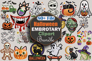 Halloween Embrotary Clipart Bundle, a Seasonal Illustration by protabsorkar11