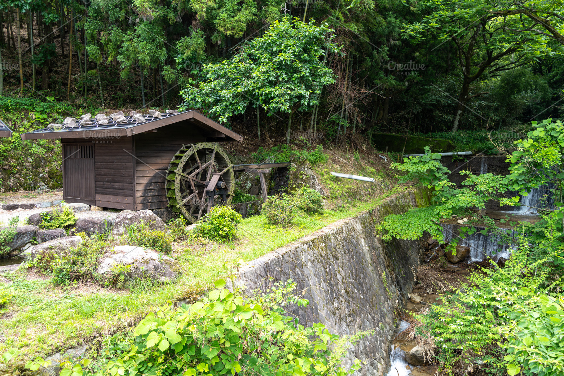 Water mill along the Nakasendo trail between Magome and Tsumago,, a Nature Photo by GoodGoods