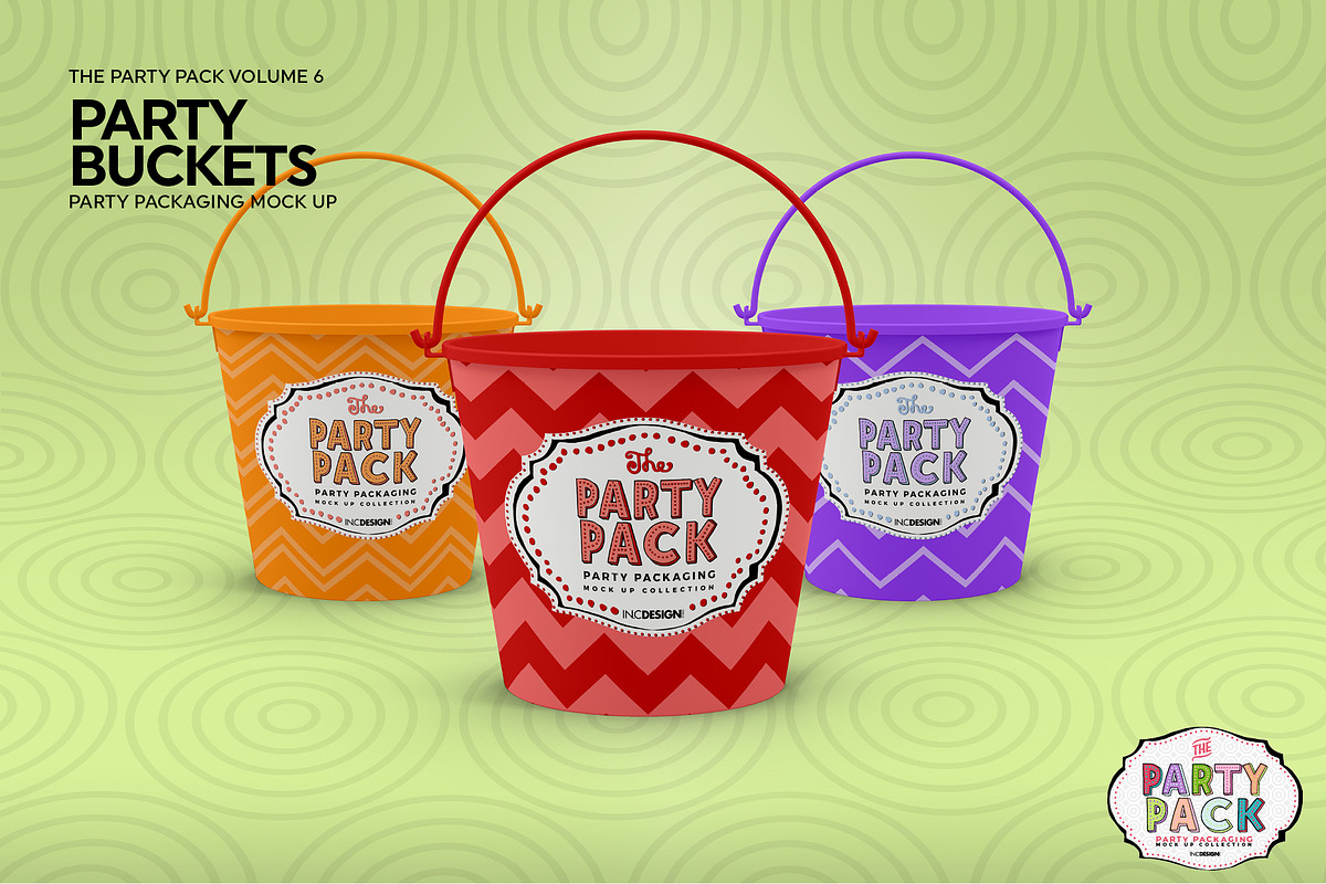 Party Buckets Packaging Mockup, a Product Mockup by INCDesign (Photo 3 of 7)