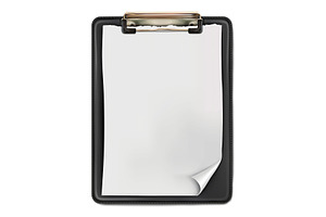 Black clipboard white blank of paper