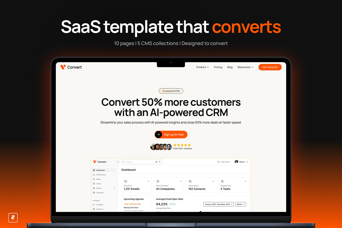 Convert - Framer SaaS template, a Websites & App Template by firdavsabdu (Photo 1 of 4)